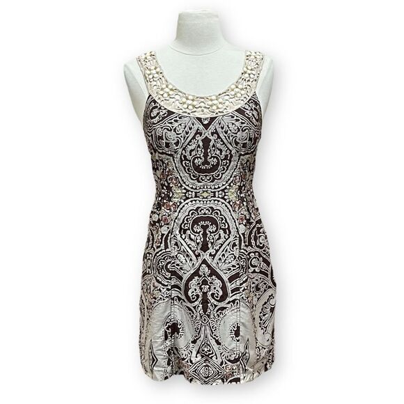 Free People Cream Folklore Dress in Espresso Brown Size 4 - Picture 2 of 16